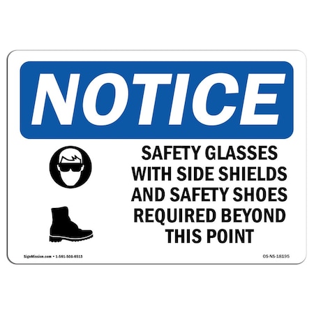 Signmission OSHA, Safety Glasses With Side Shields With Symbol, 5in X 3.5in Decal, 10PK, OS-NS-D-35-L-18195-10PK OS-NS-D-35-L-18195-10PK